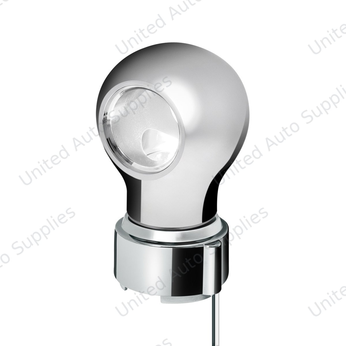 Thread-On Chrome Charlotte Gearshift Knob With LED 9/10 Speed Adapter-White LED