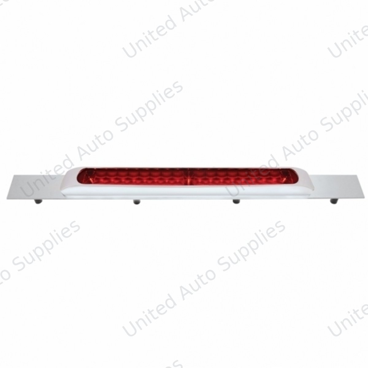 Chrome Top Mud Flap Plate With 19 LED 17" Light Bar & Bezel - Red LED/Red Lens (Each)