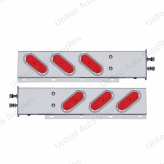 2.5" Bolt Pattern Stainless Spring Loaded Light Bar With 6X Oval Lights & Visors (Pair)
