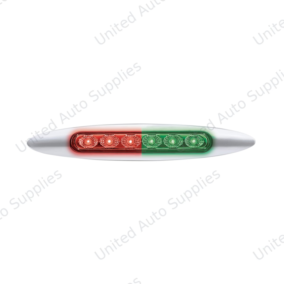 Double Fury 6 LED Dual Function 6" Marker Light With Chrome Bezel-Red & Green/Clear Lens