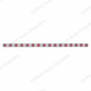 79-1/2" Stainless Bumper Light Bracket With 16X 9 LED 2" Lights & Visors - Red LED/Red Lens