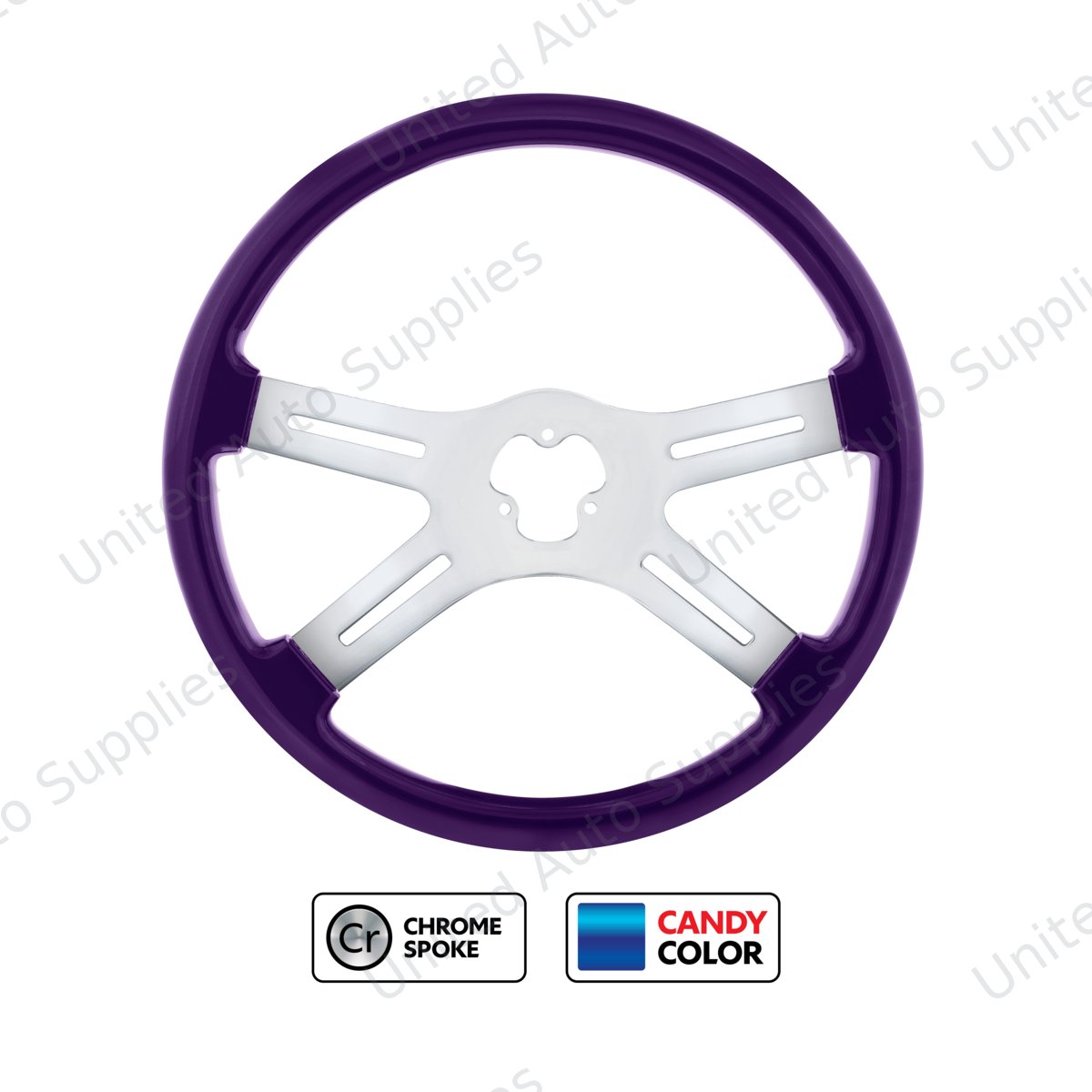 18" Candy Color 4 Spoke Steering Wheel - Candy Purple