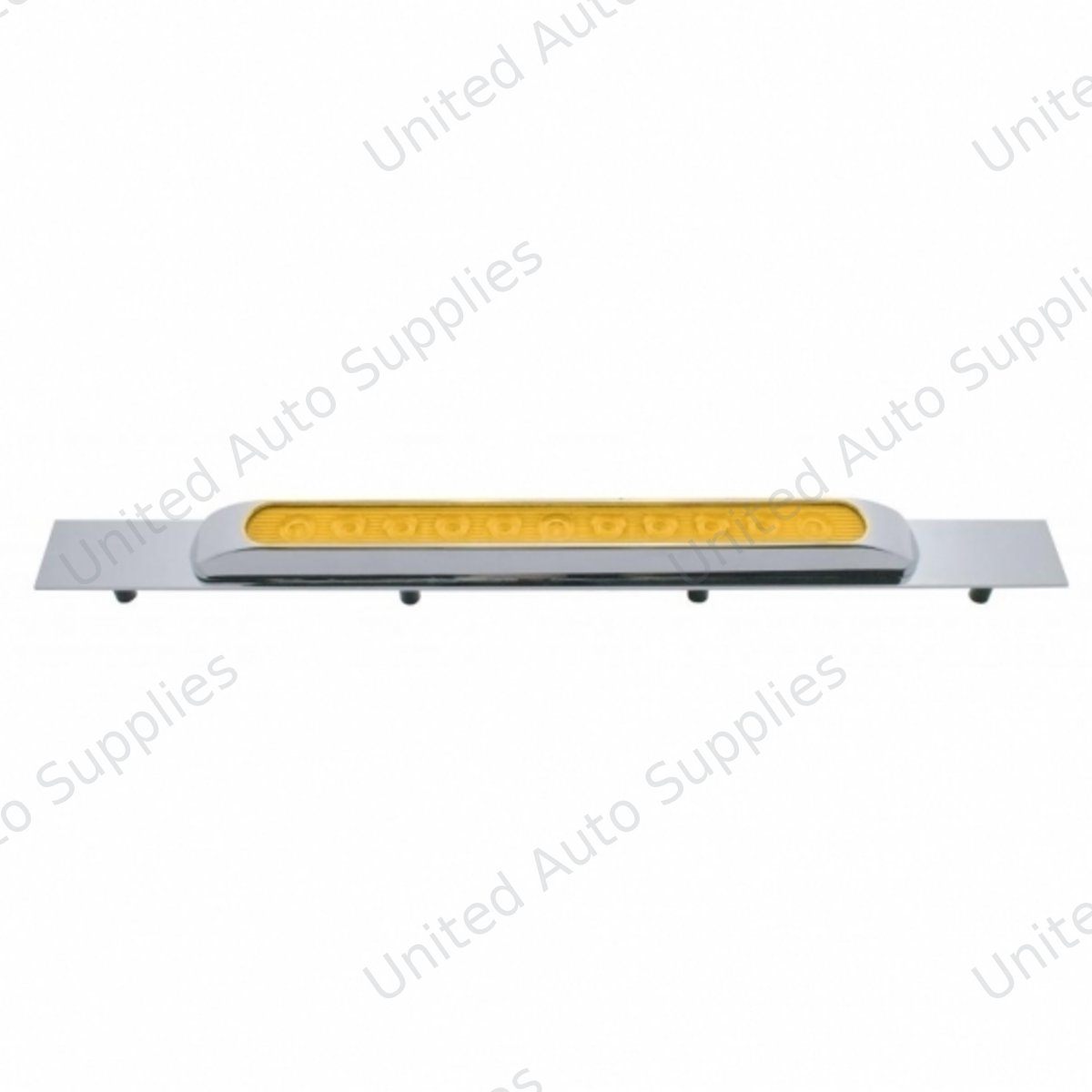 Chrome Top Mud Flap Plate With 11 LED 17" Light Bar & Bezel - Amber LED/Amber Lens (Each)