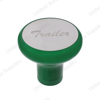 Deluxe Aluminum Screw-On Air Valve Knob With Stainless Trailer Plaque - Emerald Green