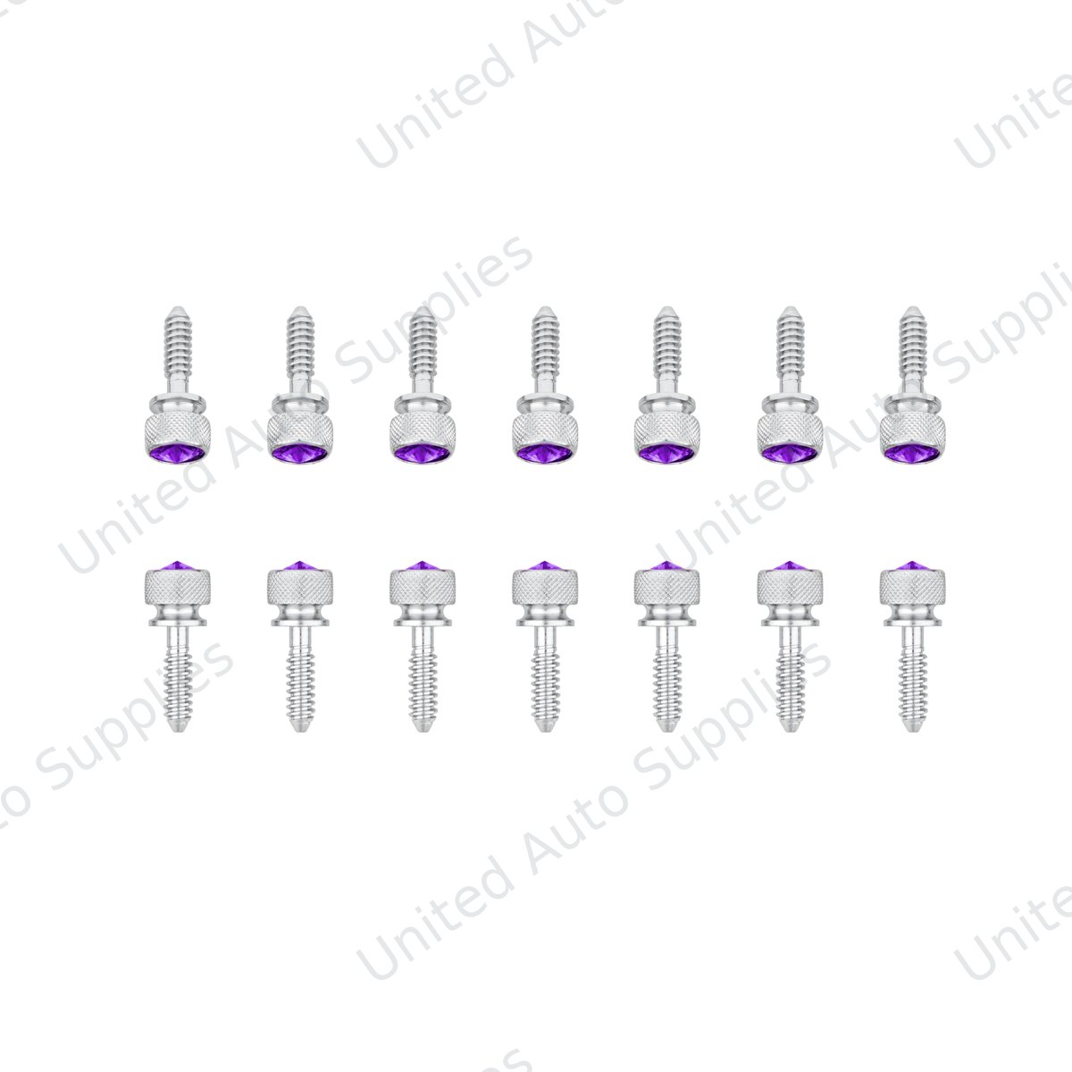 1/4"-20 Knurled Head Dash Screw For Peterbilt - Purple Crystal (14-Pack)