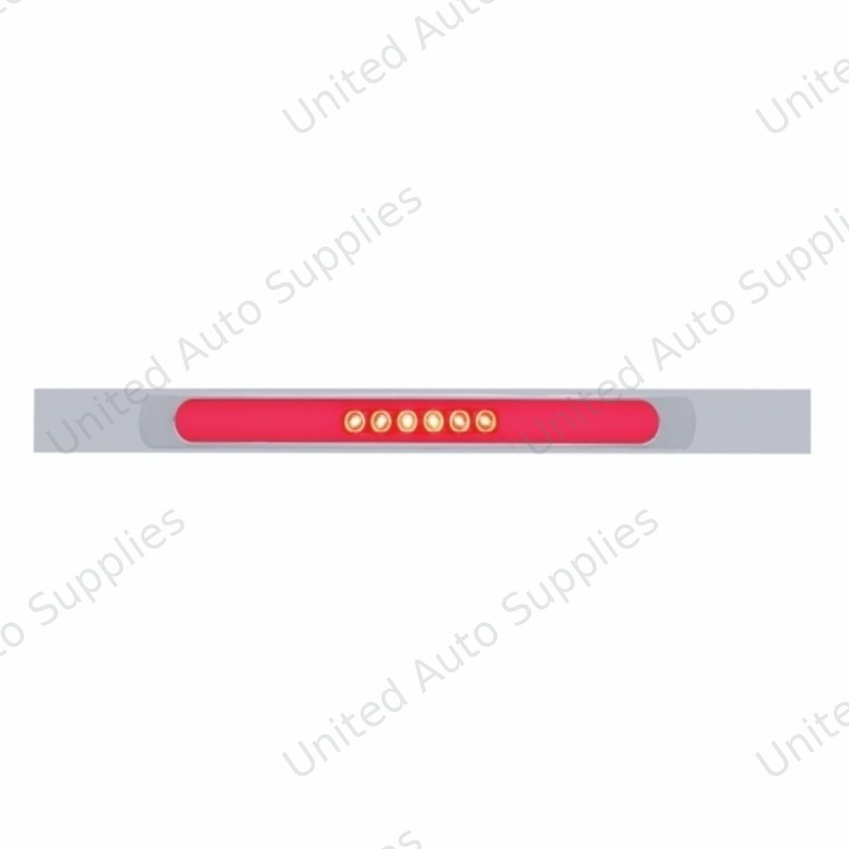 Chrome Top Mud Flap Plate With 28 LED 17" GloLight Bar & Bezel - Red LED/Clear Lens (Each)