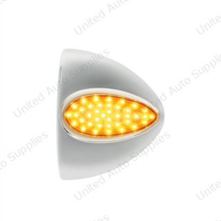39 LED Teardrop Headlight Turn Signal Light Cover For Peterbilt - Amber LED/Clear Lens