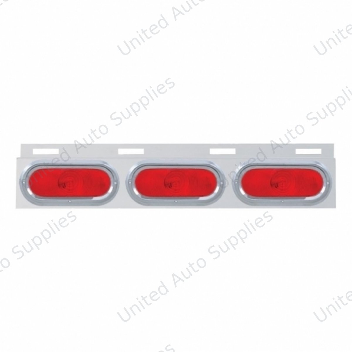 Stainless Top Mud Flap Plate With 3 Oval Lights & Visor - Red Lens (Each)