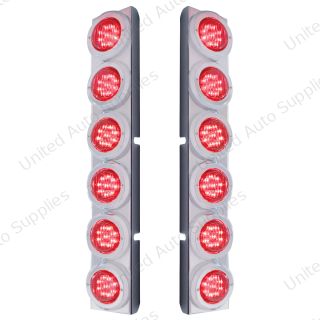 Rear Air Cleaner Bracket With 12 Flat LED Lights & Bezel For Peterbilt- Red LED/Red Lens