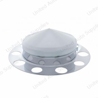 Chrome Pointed Front Axle Cover 3PC For With 1-1/2" Nut Cover - Steel Wheel