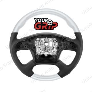 18" YourGrip Leather & Wood Candy Color Steering Wheel For 2018-2026 Freightliner Cascadia-Pearl White
