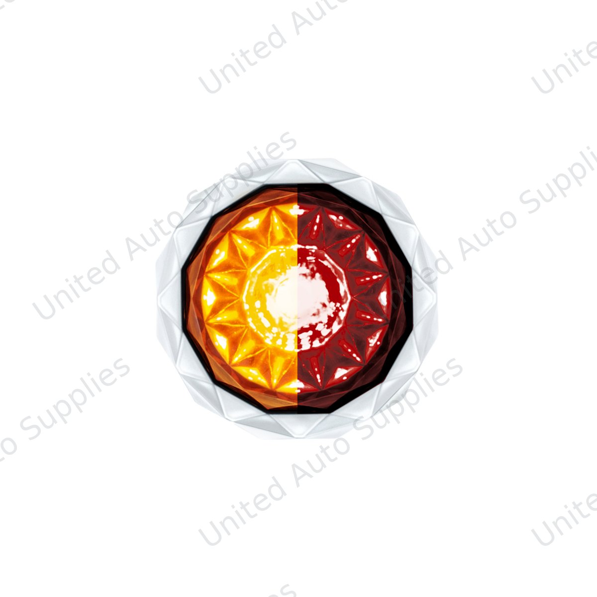 Double Fury 4 LED Dual Function 1-1/8" Crystal Watermelon Light-Amber & Red LED