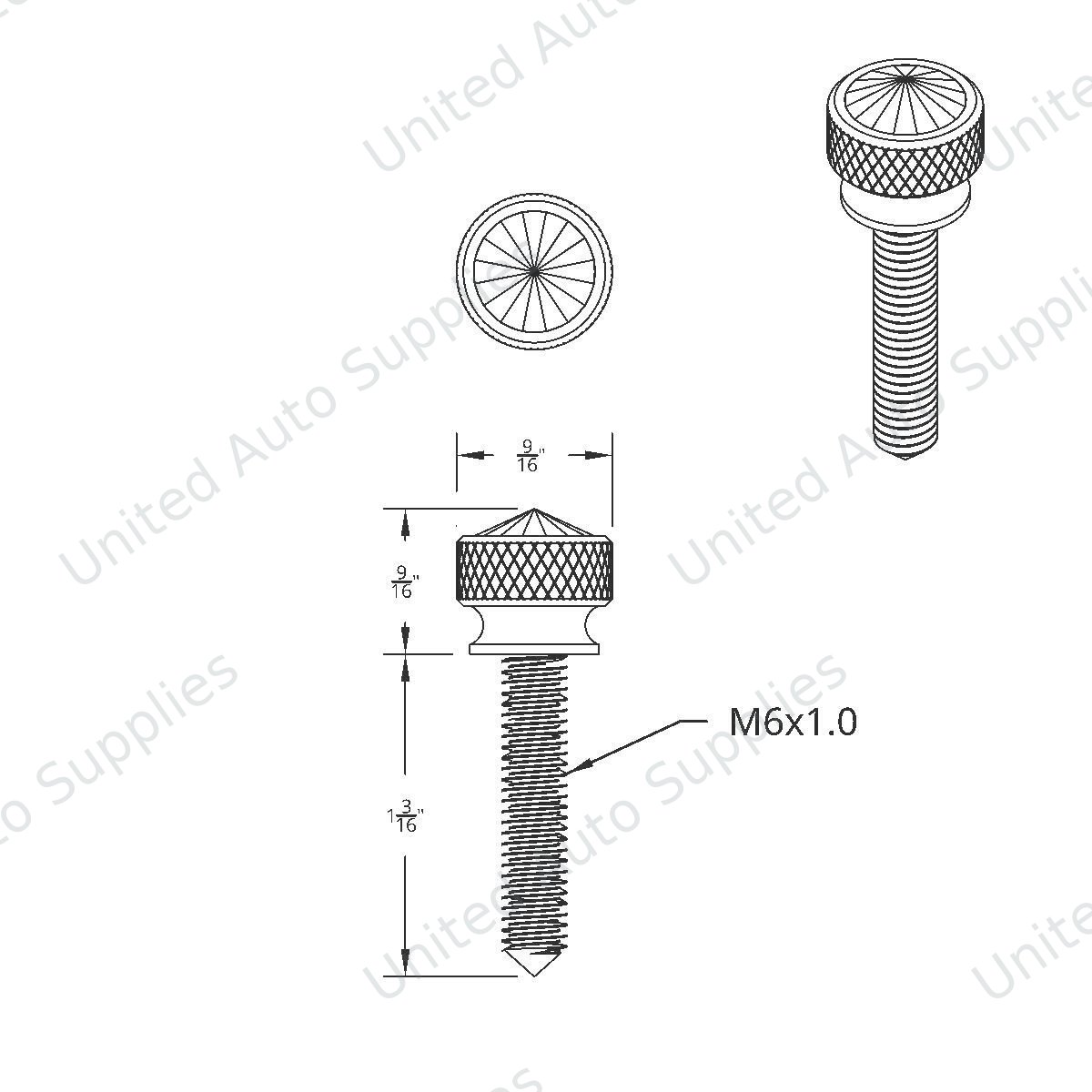 1-3/16" Long M6-1.0 Dash Screw With Crystal For Kenworth - Green Crystal(12-Pack)