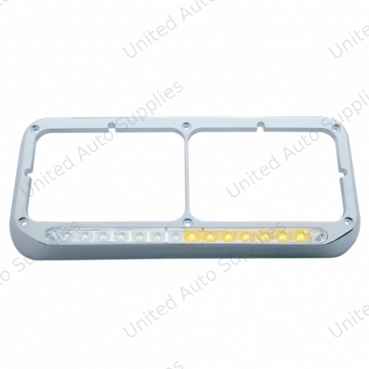 Rectangular Dual Headlight Bezel With LED Sequential Light Bar (Driver) - Amber LED/Clear Lens