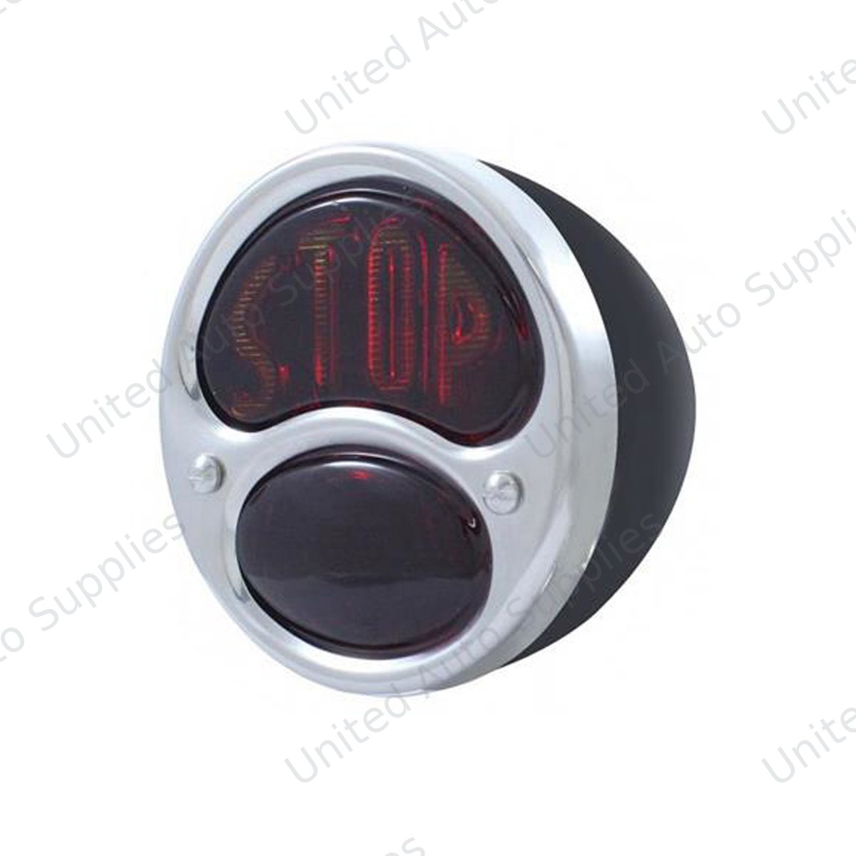 12V "STOP" Lens With Black Housing Tail Light Assembly For 1928-31 Ford Model A - R/H