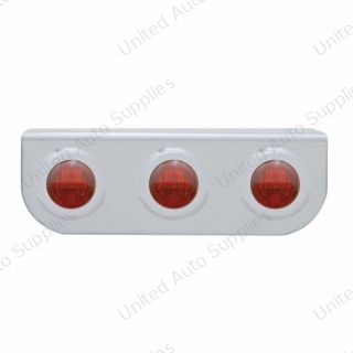 Stainless Light Bracket With 3X 3 LED 3/4" Mini Lights - Red LED/Red Lens