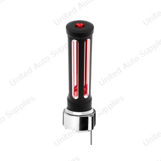 Thread-On Matte Black Sonoma Gearshift Knob With LED 9/10 Speed Adapter-Red Crystal/Red LED