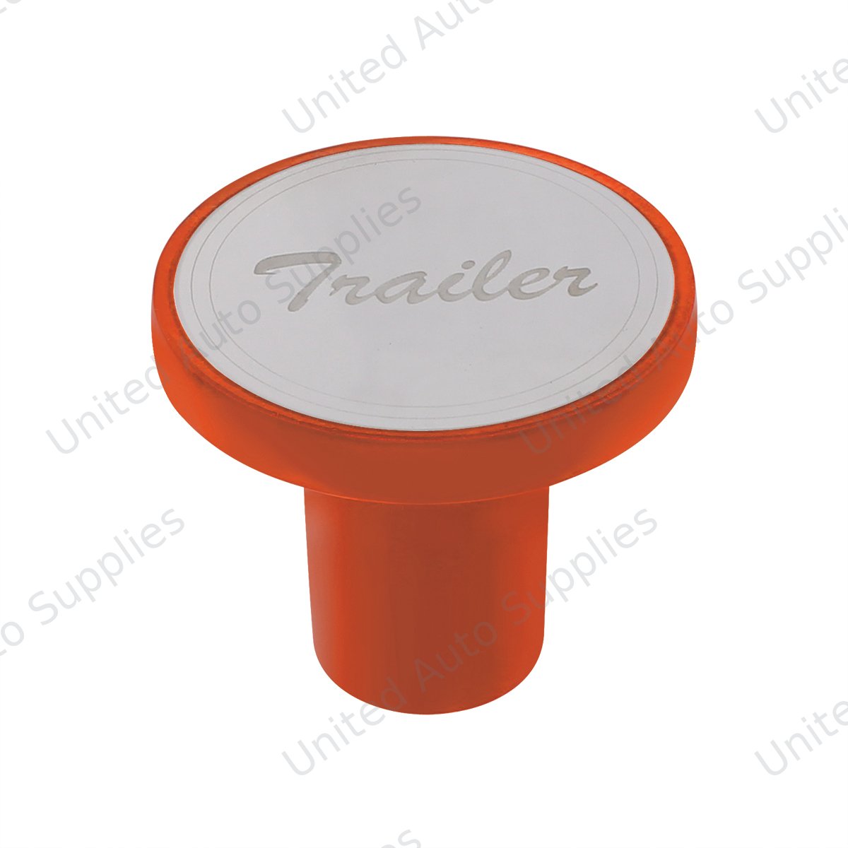Aluminum Screw-On Air Valve Knob With Stainless Trailer Plaque - Cadmium Orange