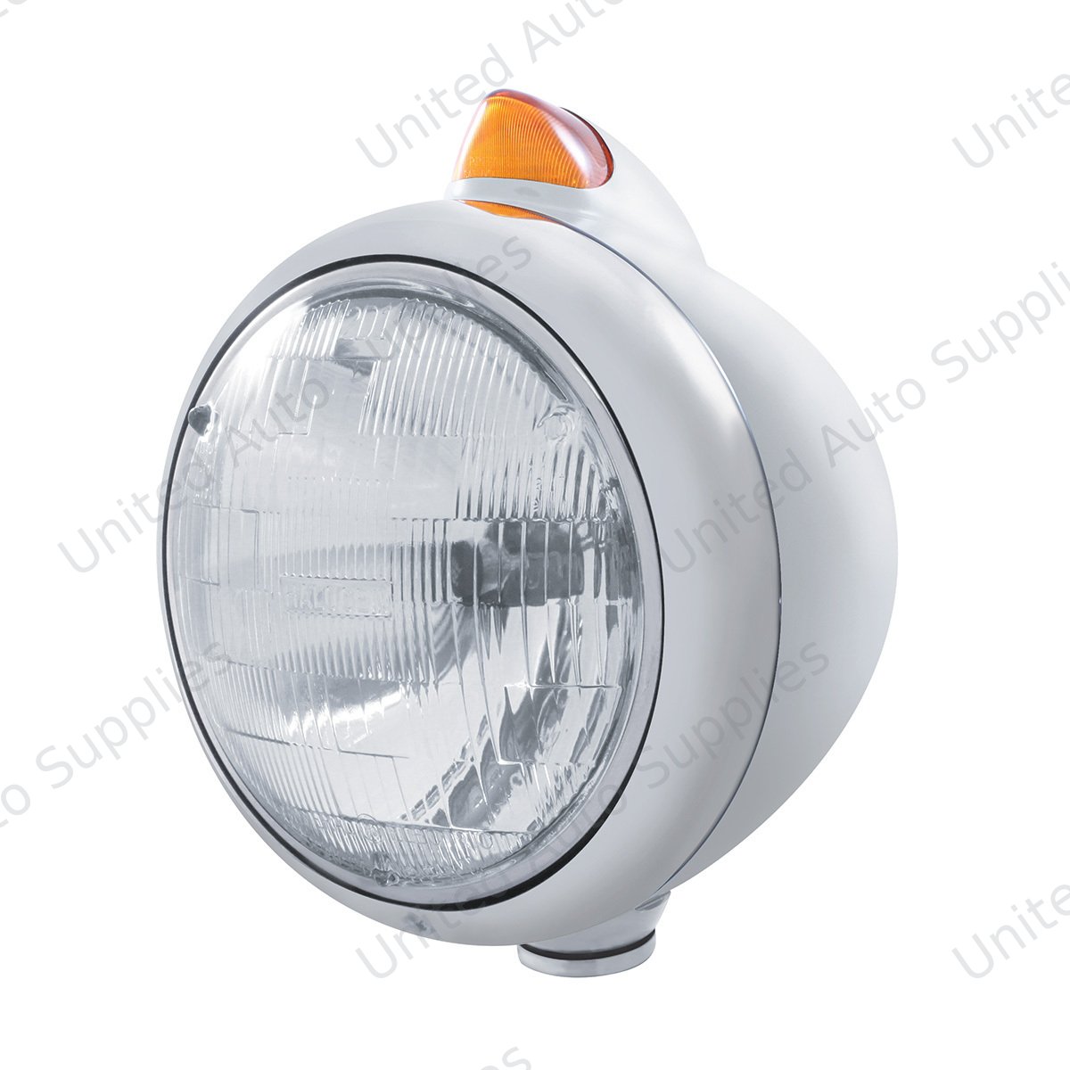 Chrome Guide 682-C Headlight H6024 & Original Style LED Signal - Amber Lens
