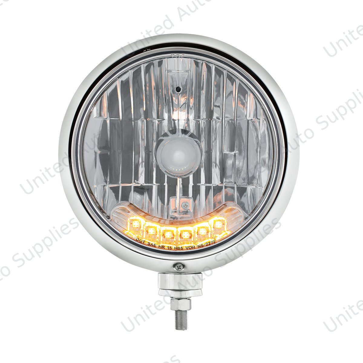 Black Guide 682-C Style Headlight H4 Bulb With 6 Amber LED