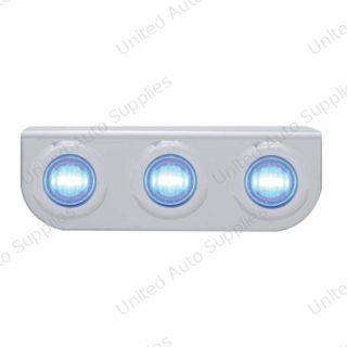 Stainless Light Bracket With 3X 3 LED 3/4" Mini Lights - Blue LED/Clear Lens