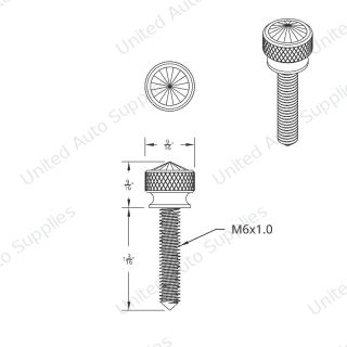 1-3/16" Long M6-1.0 Dash Screw With Crystal For Kenworth - Green Crystal(12-Pack)