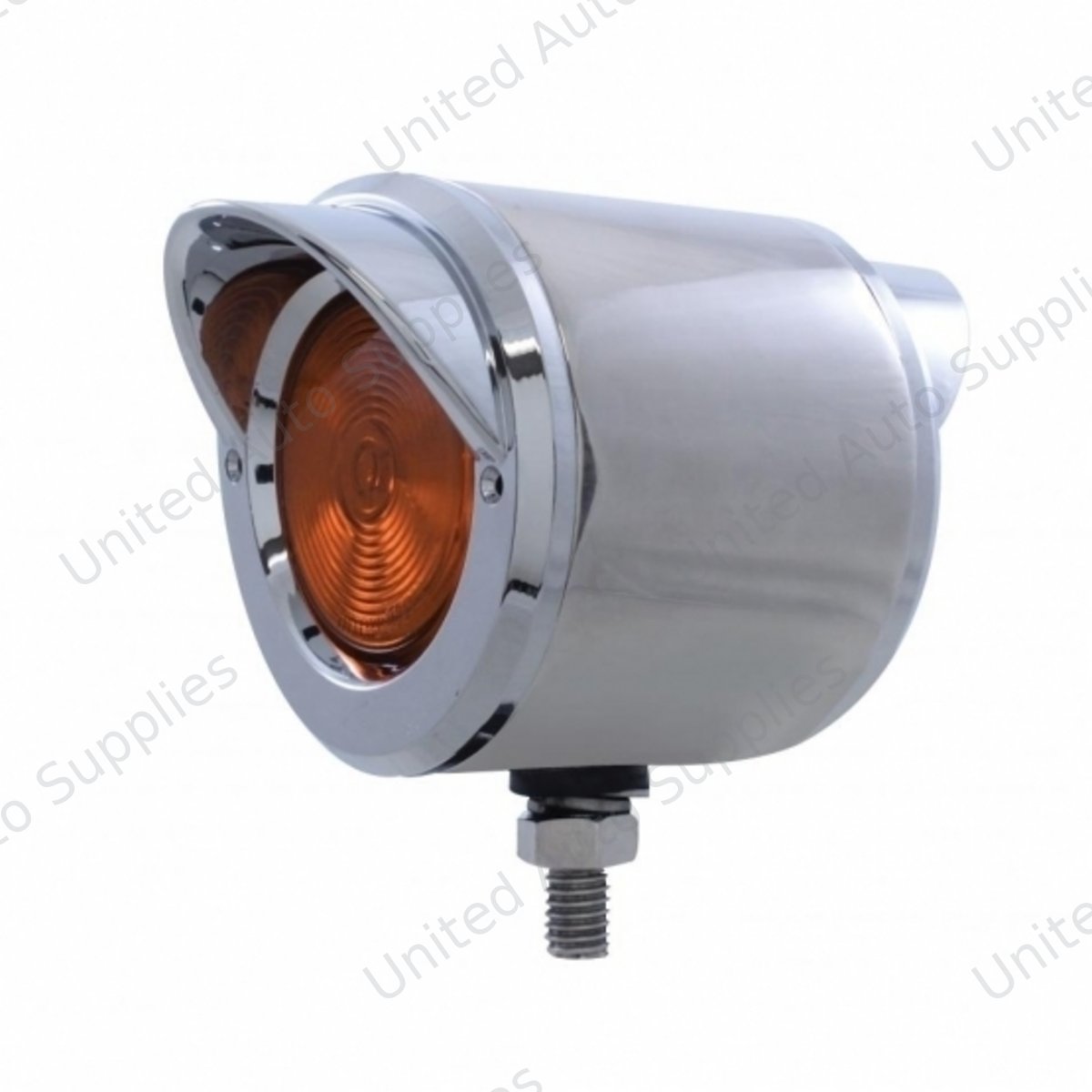 Stainless 2.5" Double Face With Lights & Visors - Amber & Red Lens