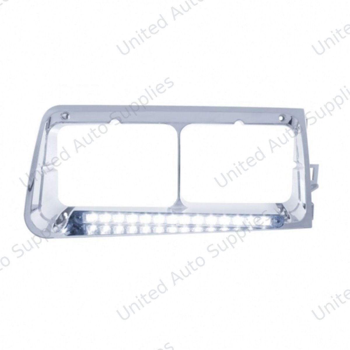 14 LED Headlight Bezel For 1989-2009 Freightliner FLD - Passenger - White LED/Clear Lens