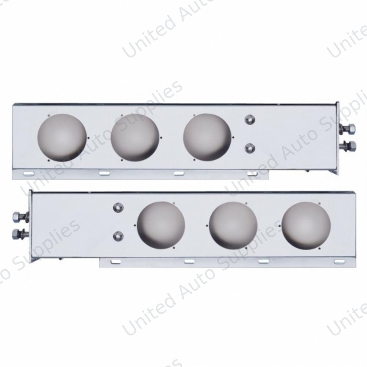 2" Bolt Pattern 430 SS Spring Loaded Light Bar With Three 4" Light Cutouts (Pair)