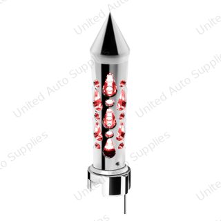 Brooklyn Spike Gearshift Knob With LED 13/15/18 Speed Adapter - Chrome/Red LED