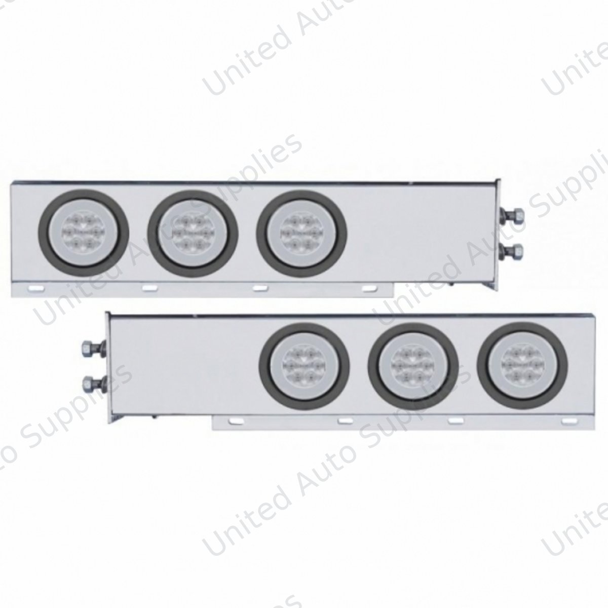 2" Bolt Pattern SS Spring Loaded Bar With 6X 21 LED 4" GloLight -Red LED/Clear Lens (Pair)