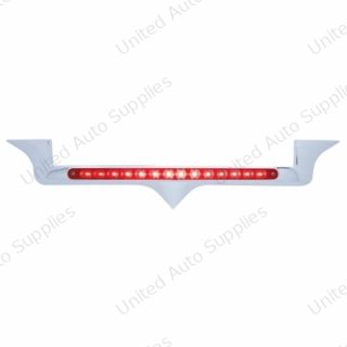 Chrome Hood Emblem Trim With 14 LED Light Bar For Kenworth - Red LED/Red Lens