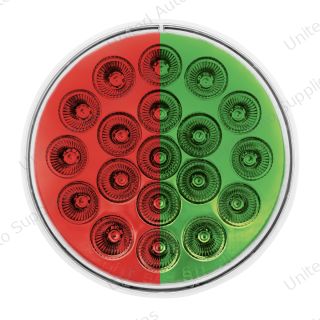 Double Fury 19 LED 4" Round Stop/Turn/Tail Light-Red & Green LED/Clear Lens