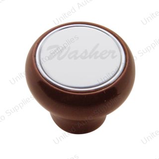 "Washer" Wood Deluxe Dash Knob - Stainless Plaque