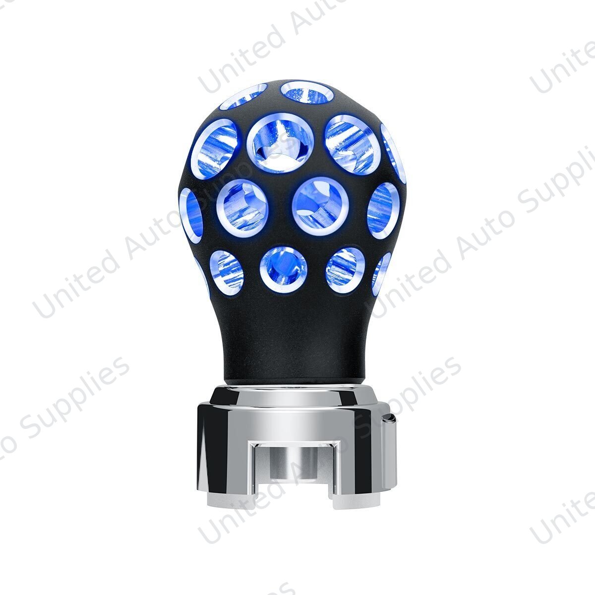 Thread-On Matte Black Phoenix Ball Gearshift Knob With LED 13/15/18 Speed Adapter-Blue LED