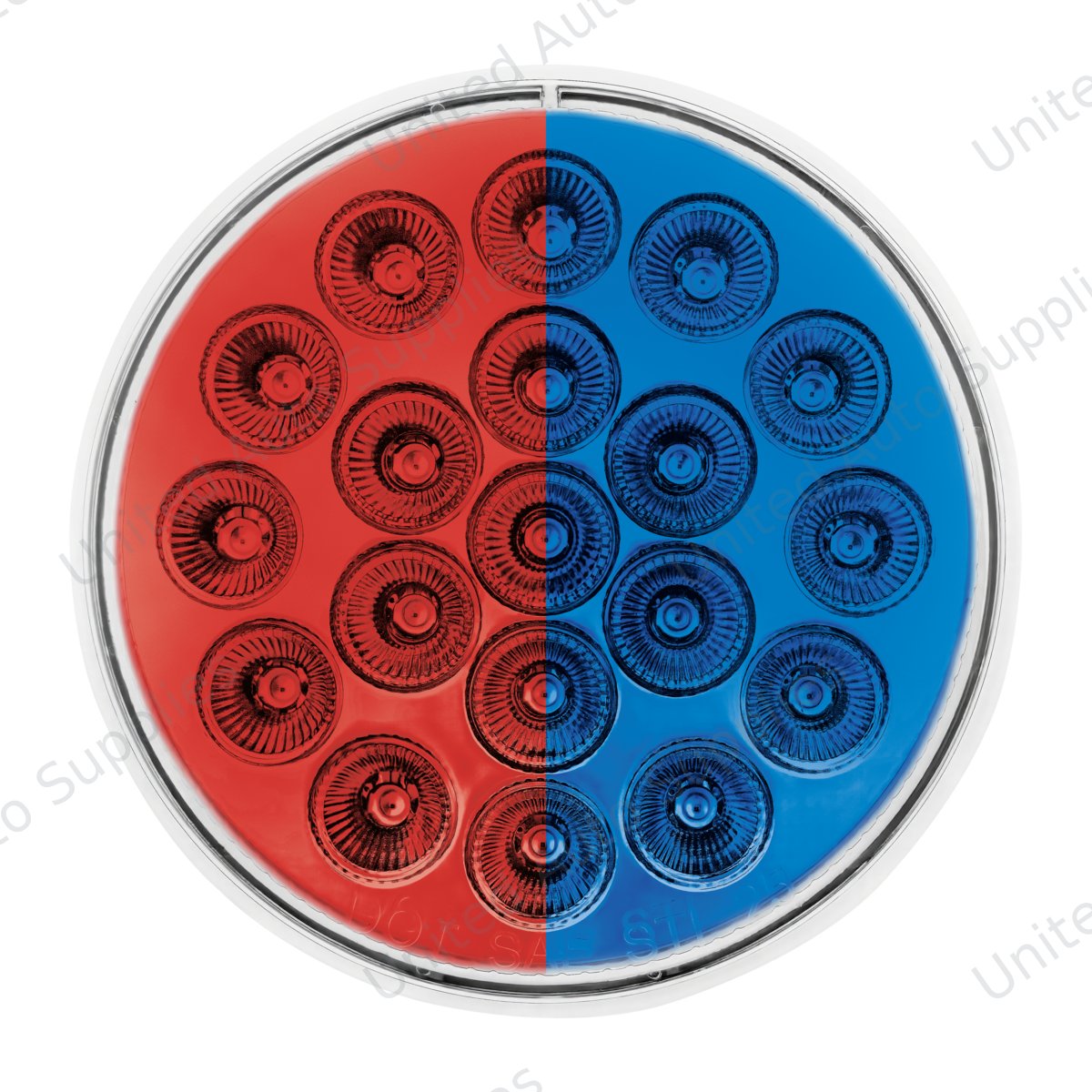 Double Fury 19 LED 4" Round Stop/Turn/Tail Light-Red & Blue LED/Clear Lens