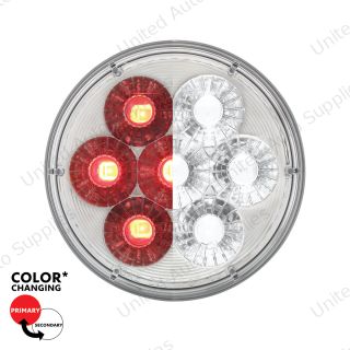 14 LED 4" Round Double Fury Light (Stop, Turn & Tail) - Red & White LED/Clear Lens