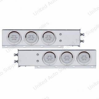 2.5" Bolt Pattern Chrome Spring Loaded Rear Bar W/6X 21 Red LED 4" GloLight & Visors-Clr Lens (Pair)