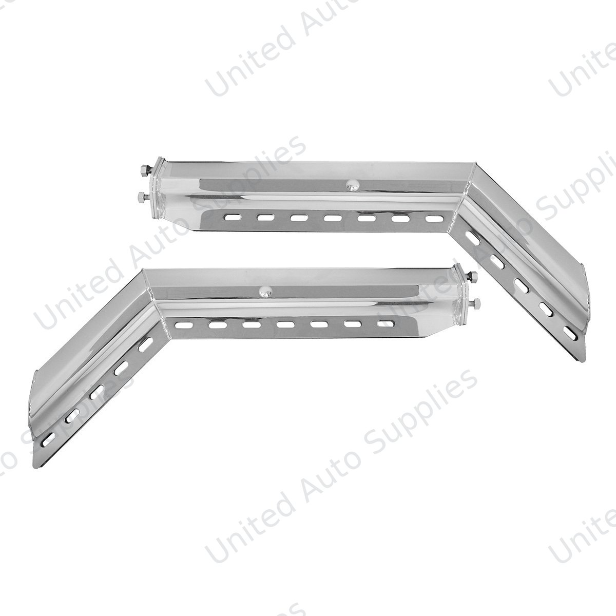 30" Chrome 45-Degree Angled Heavy Duty Mud Flap Hangers - 2" Bolt Pattern (Pair)