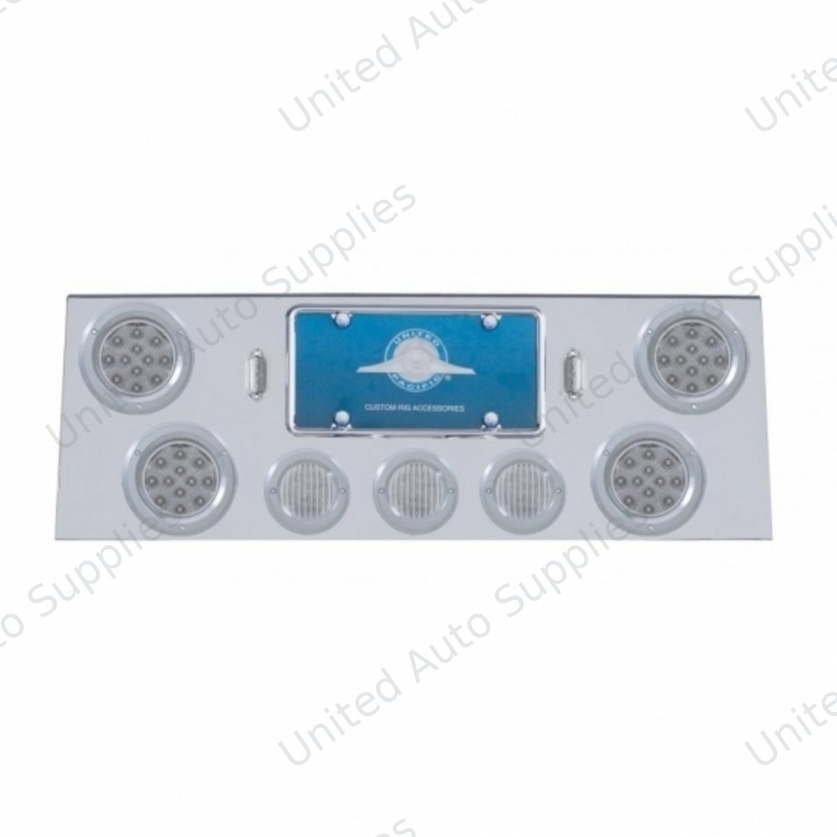 SS Rear Center Panel With 4X 12 LED 4" Reflector Light & 3X 13 LED 2.5" Light & Bezel -Red LED/Clear Lens