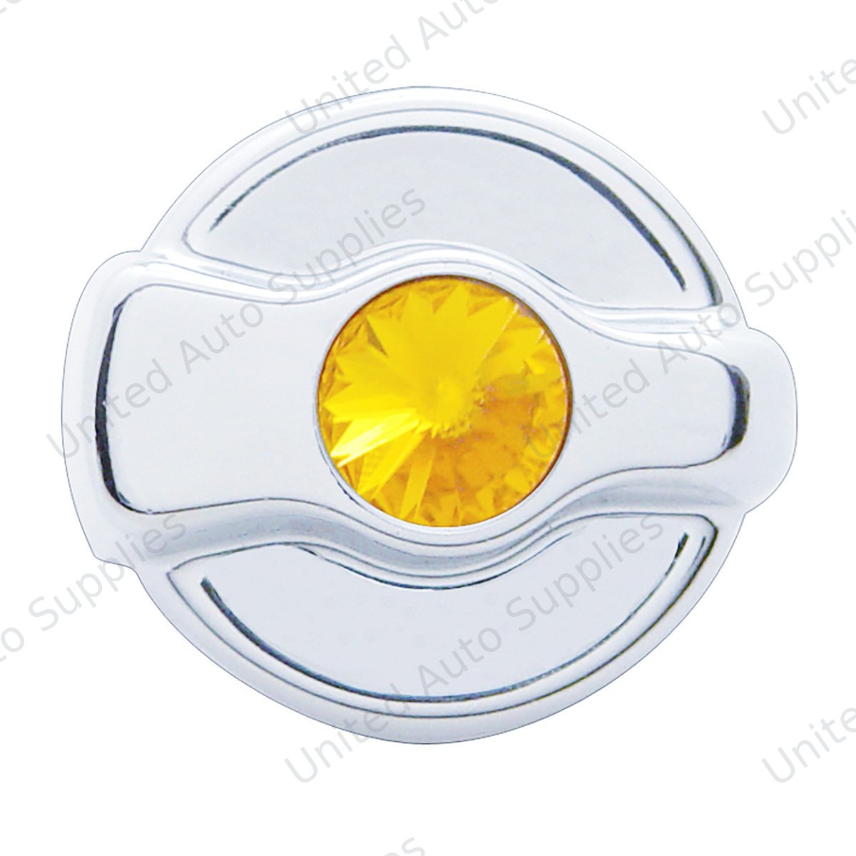 Chrome Plastic A/C Control Knob For 2005 & Older Peterbilt - Amber Crystal