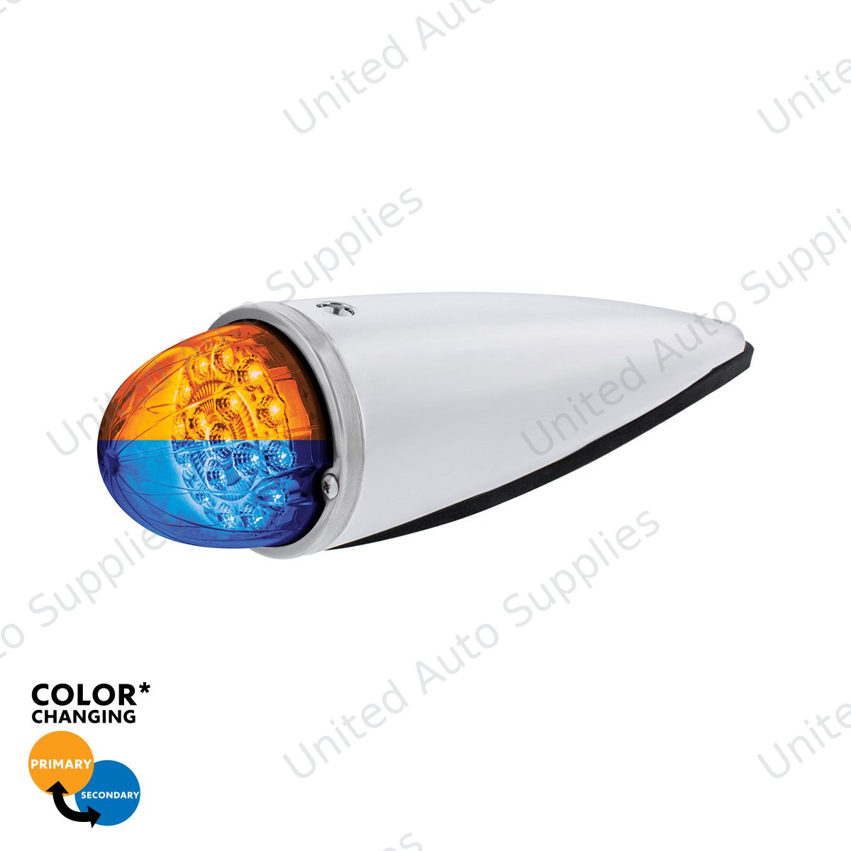 Double Fury 17 LED Dual Function Watermelon Torpedo Cab Light-Amber & Blue LED/Clear Lens