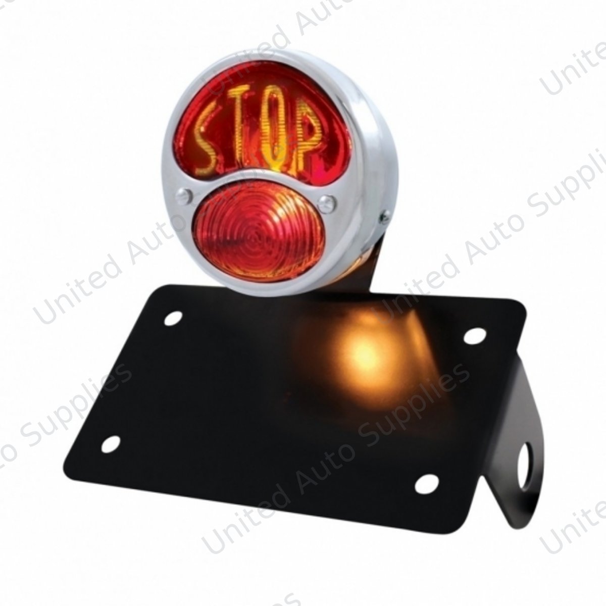 SS 1928 Ford STOP style Tail Light Assembly With Horizontal Mounting Bracket For Motorcycle