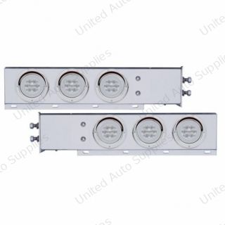 2" Bolt Pattern SS Spring Loaded Bar With 6X 21 LED 4" GloLight & Visors -Red LED/Clear Lens (Pair)