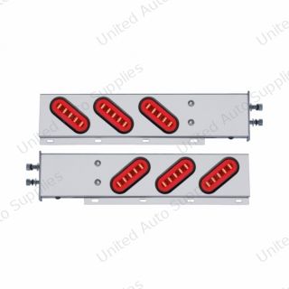2.5" Bolt Pattern SS Spring Loaded Bar With 6X 22 Red LED 6" Oval GloLight & Grommet -Clear Lens (Pair)