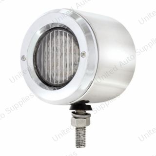 Stainless 2.5" Double Face Light With LED Lights & Bezels - Amber & Red LED/Clear Lens