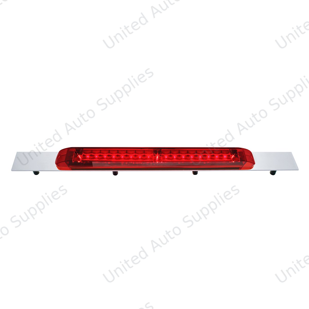 Chrome Top Mud Flap Plate With 19 LED 17" Light Bar - Red LED/Red Lens (Each)