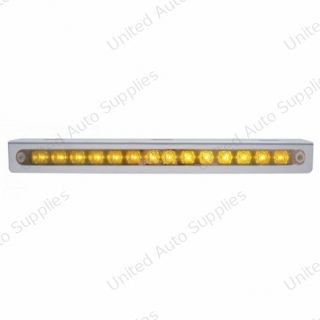 12-3/4" Stainless Light Bracket With 14 LED 12" Light Bar - Amber LED/Chrome Lens