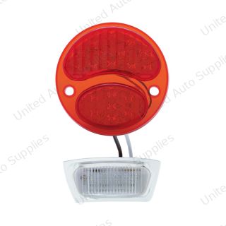 19 LED 6V Tail Light With 4 LED License Plate Light For 1928-31 Ford Model A - L/H, All Red Lens