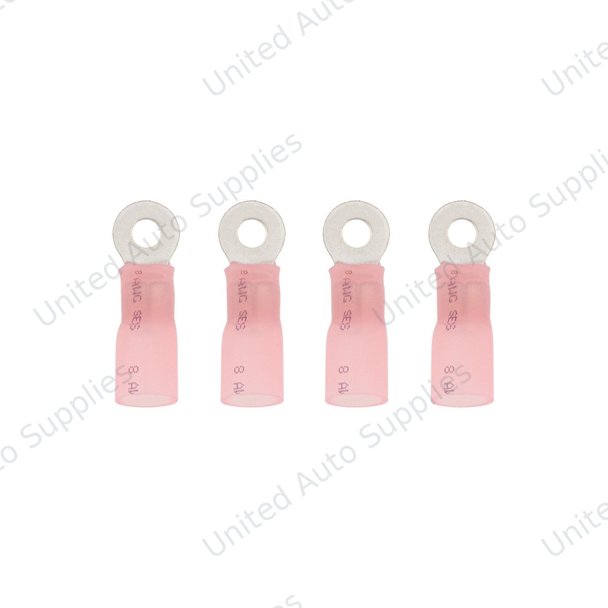 8 AWG #10 Stud CS Heat Shrink Ring Terminal - Pink (4-Pack)
